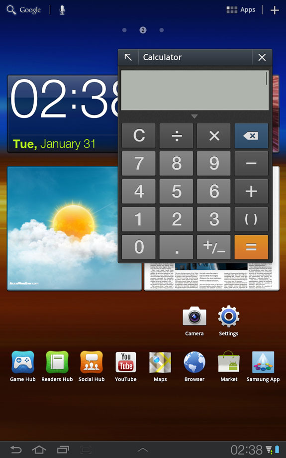 Samsung Galaxy Tab 7.7 hover