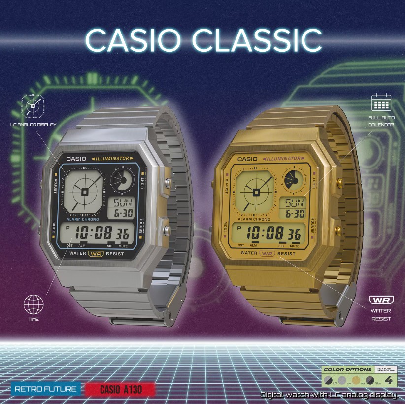 Casio представила четыре модели часов серии A130 в стиле ретро