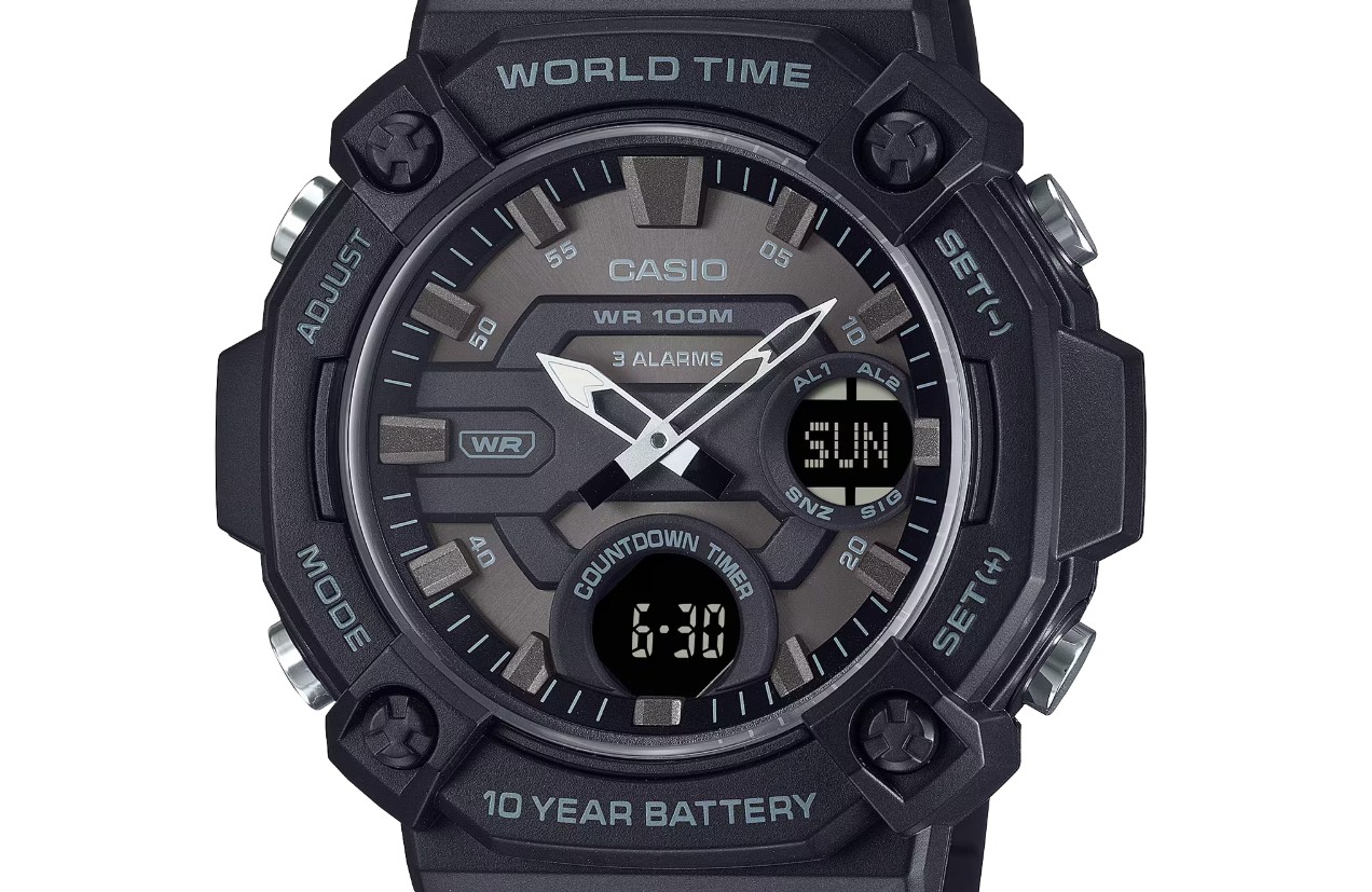 Casio выпустила новые часы AEQ-120W-1BV и AEQ-120W-7AV с крупным корпусом 