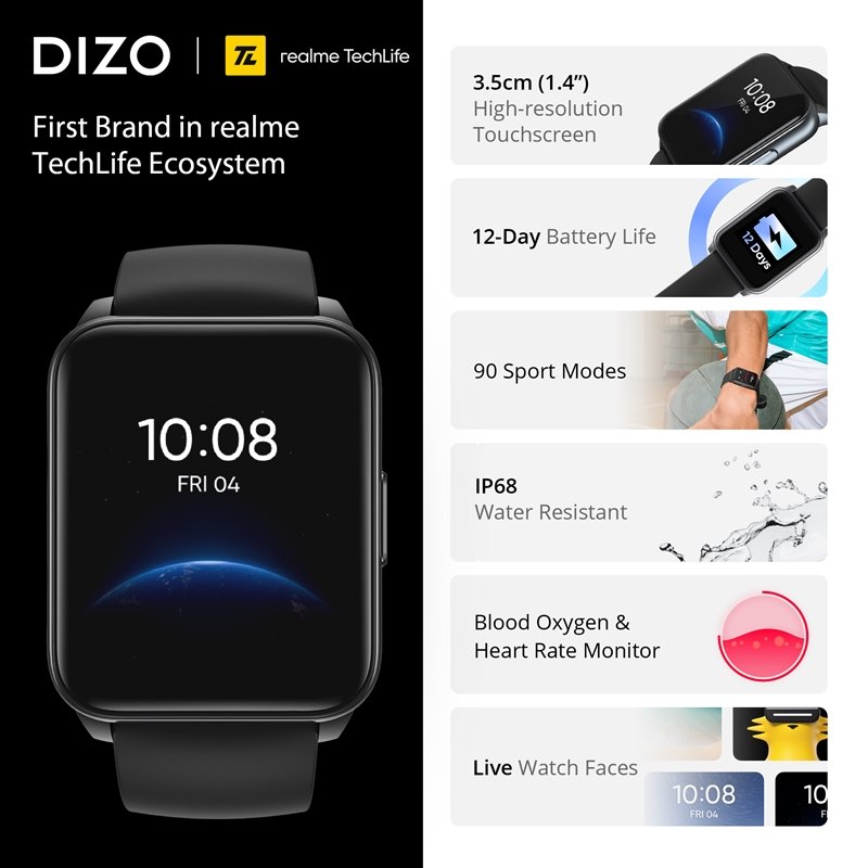 Новые смарт-часы DIZO Watch от Realme появились на официальных изображениях