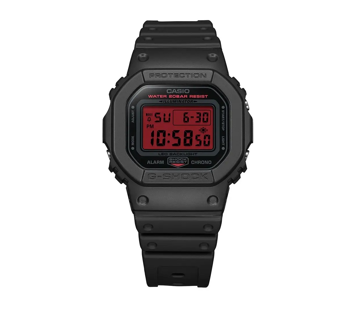 Casio представила часы G-Shock DW-5600BBR-1 с красным дисплеем