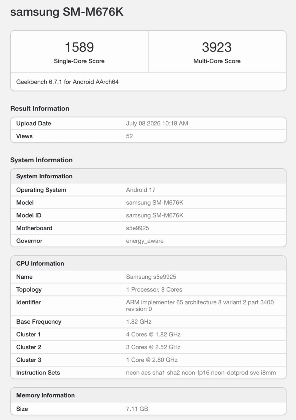 Samsung Galaxy M67
