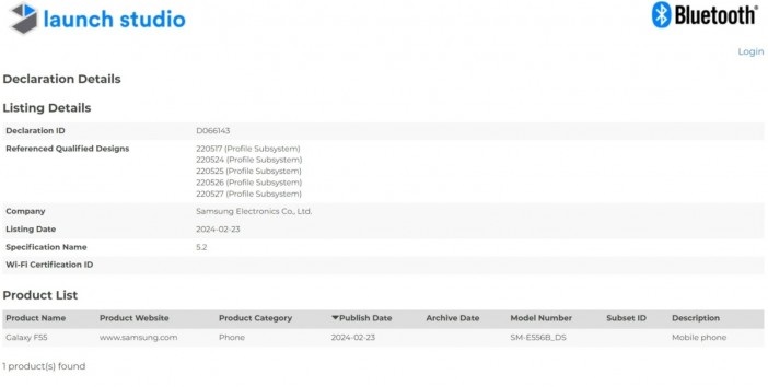 Samsung Galaxy F55 появился в базе данных Bluetooth SIG