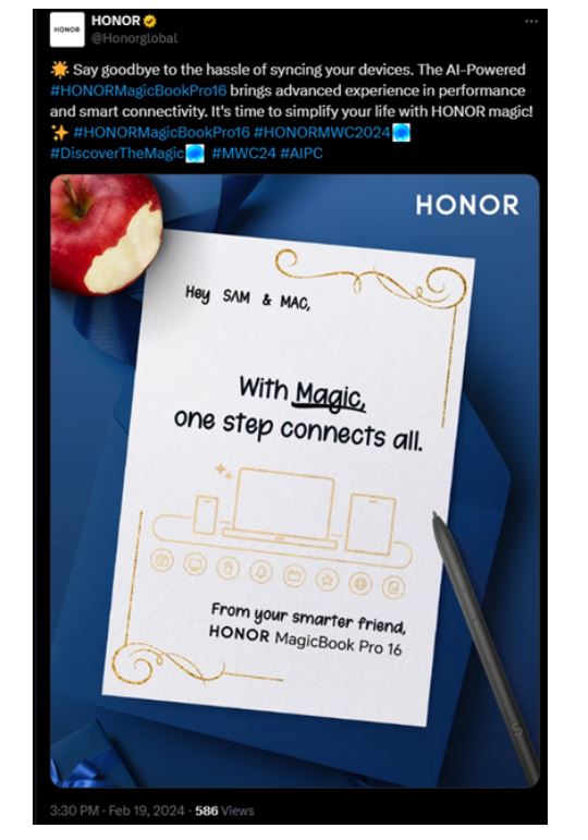 HONOR представит новый ноутбук MagicBook Pro 16 на выставке MWC 2024