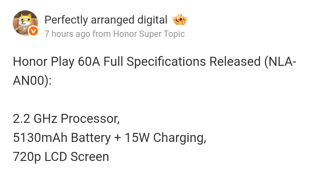 HONOR Play 60A