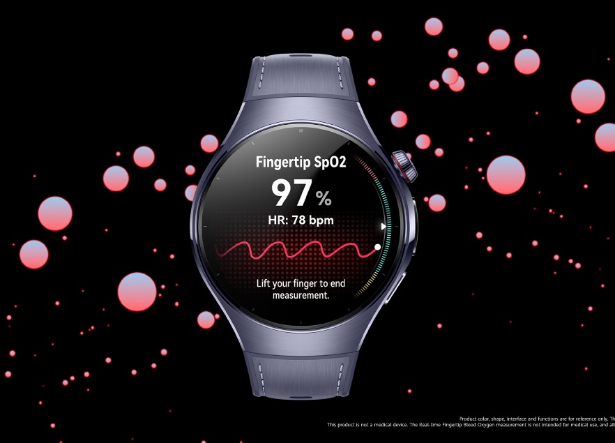 Экран смарт-часов Huawei Watch 5, показывающий уровень кислорода в крови