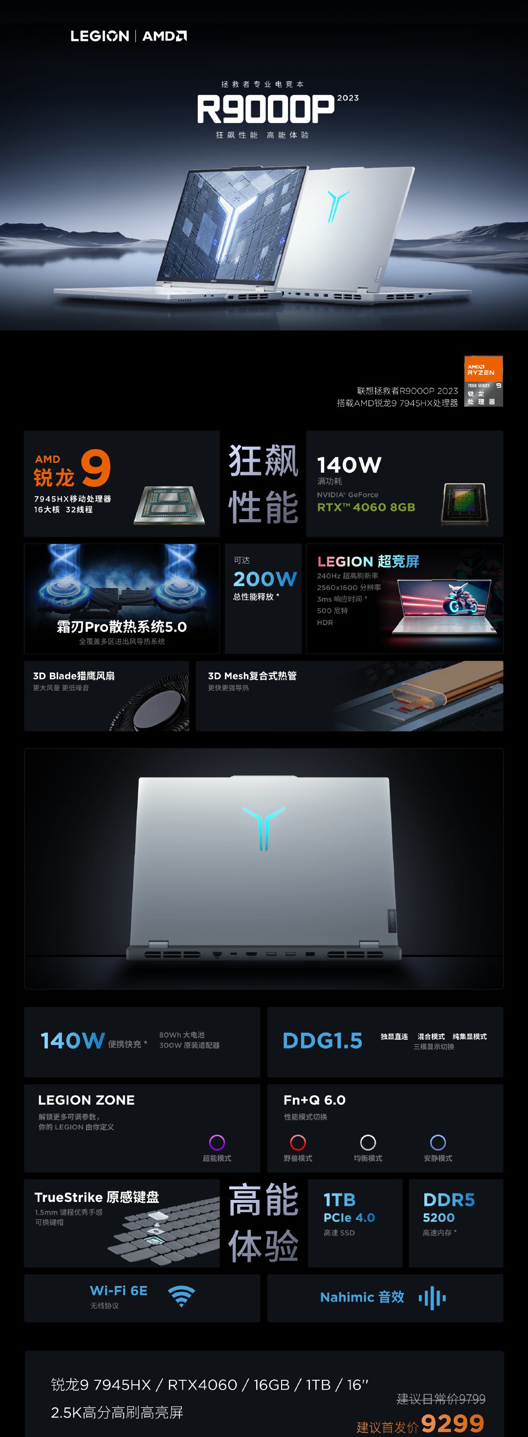 игровой ноутбук Lenovo Legion R9000P 2023 Ice White