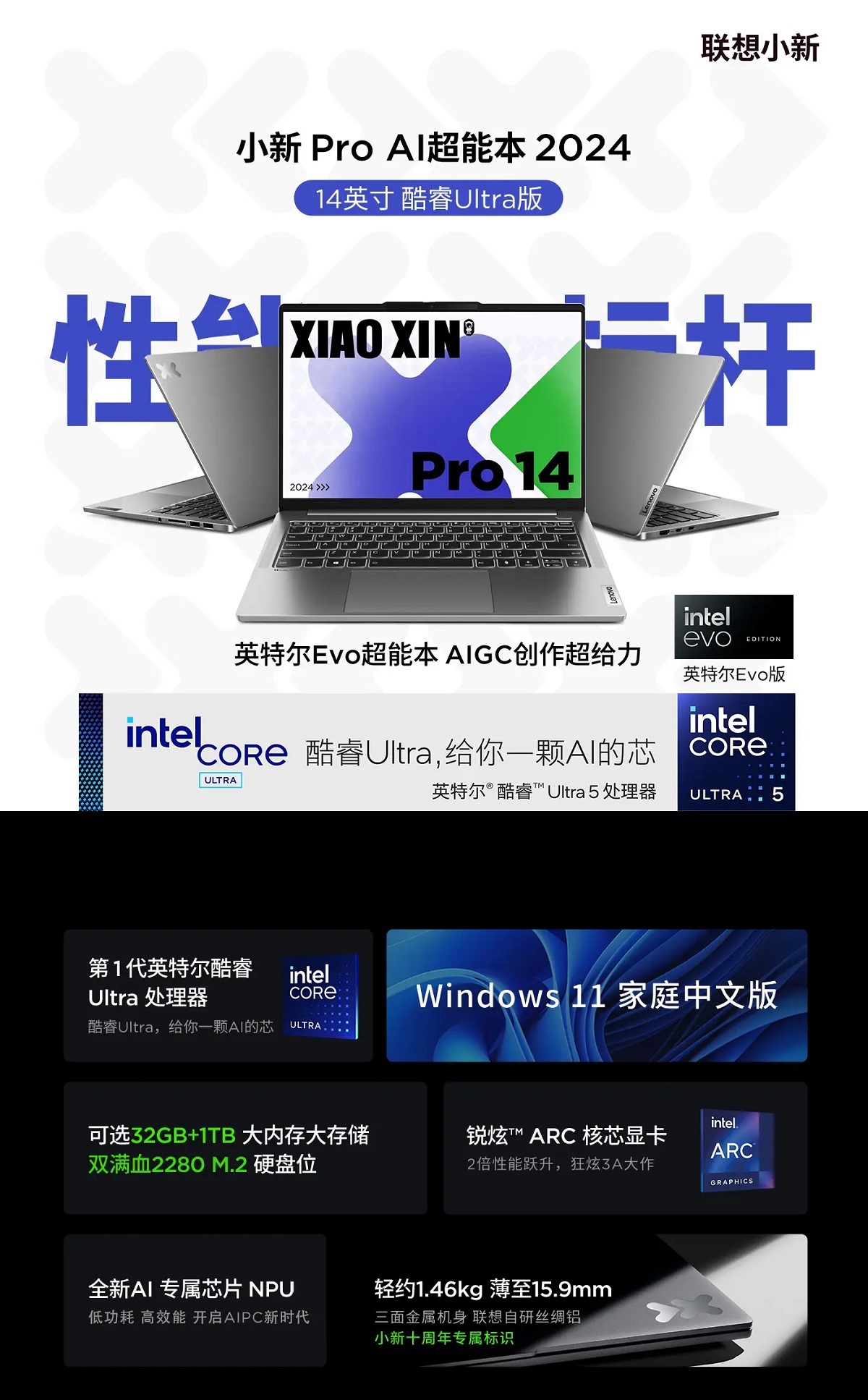 ноутбук Lenovo Xiaoxin Pro 14 AI 2024 Core Edition