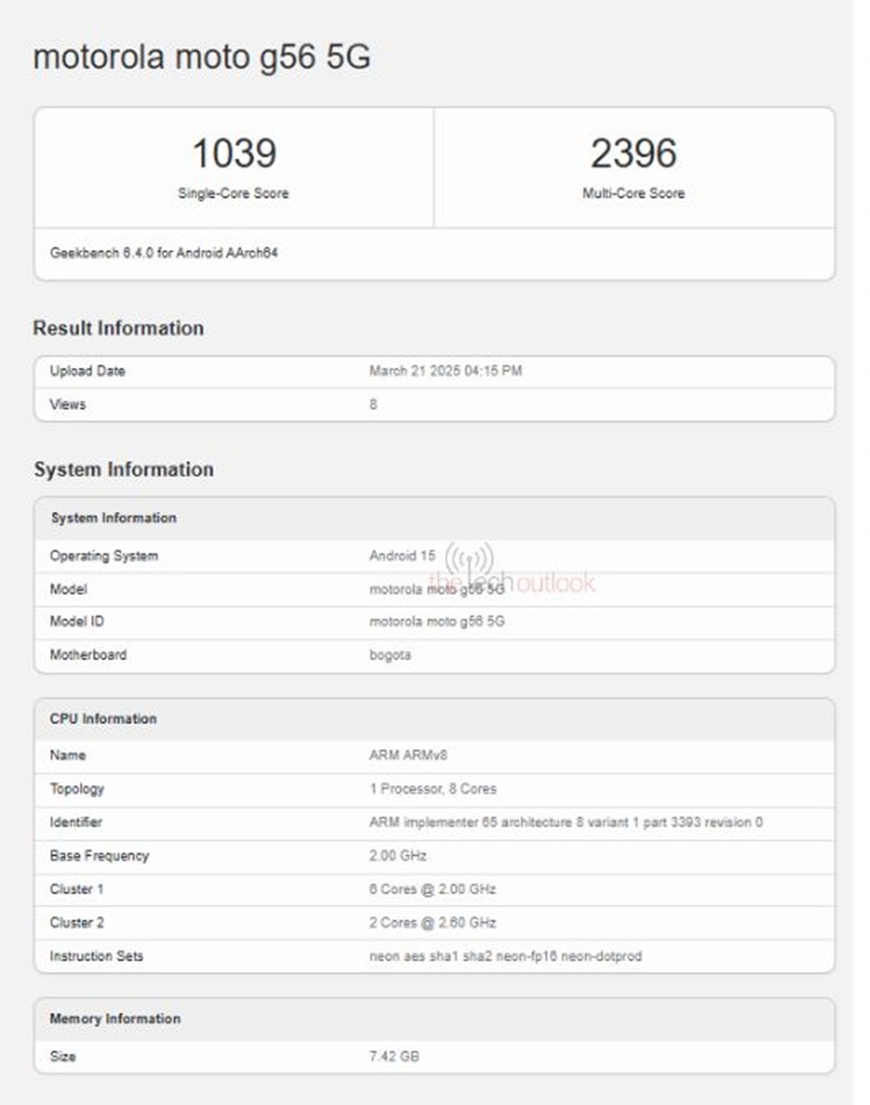 Новый среднебюджетный смартфон Moto G56 5G замечен в Geekbench