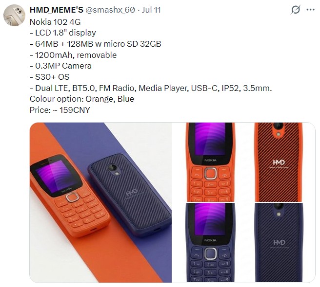 Nokia 102 4G