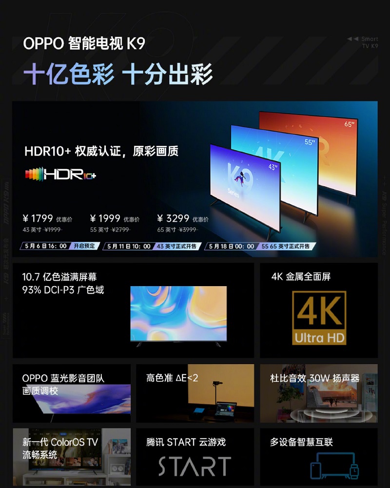 Телевизоры OPPO K9 стоимостью от $280 представлены в Китае