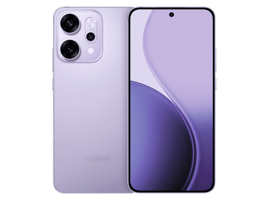 смартфон OPPO Reno14 Pro спереди, демонстрирующий 6.83-дюймовый 1.5K 120 Гц OLED дисплей