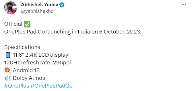планшет OnePlus Pad Go