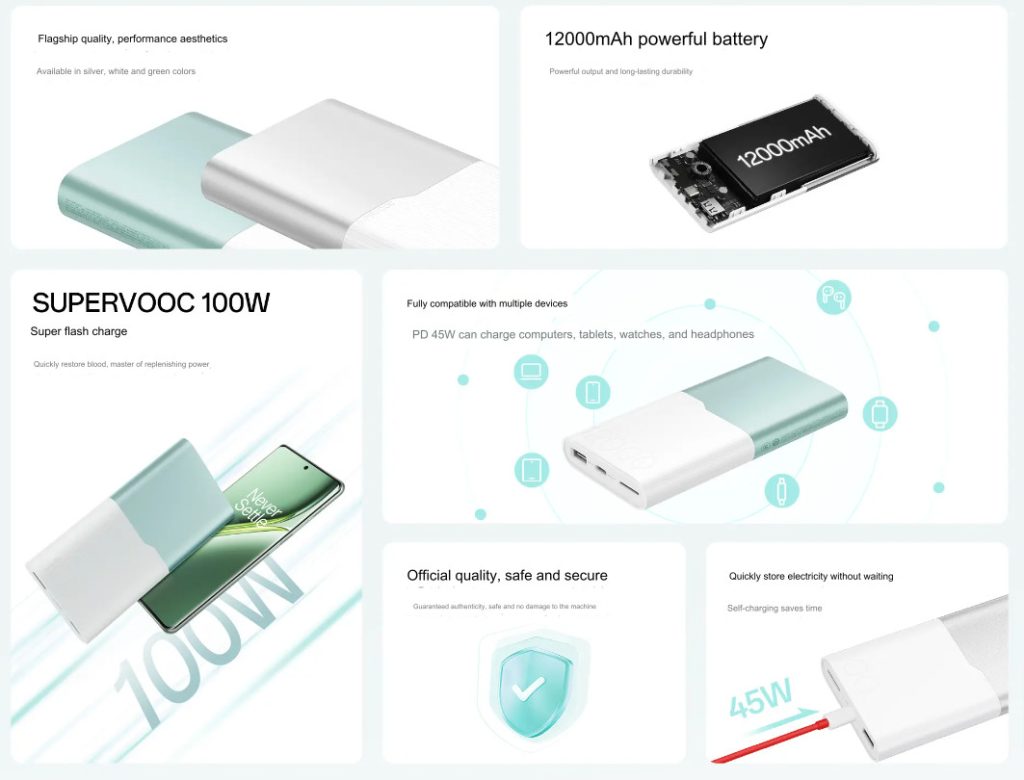 Представлен пауэрбанк OnePlus SUPERVOOC 100W Power Bank емкостью 12000 мАч
