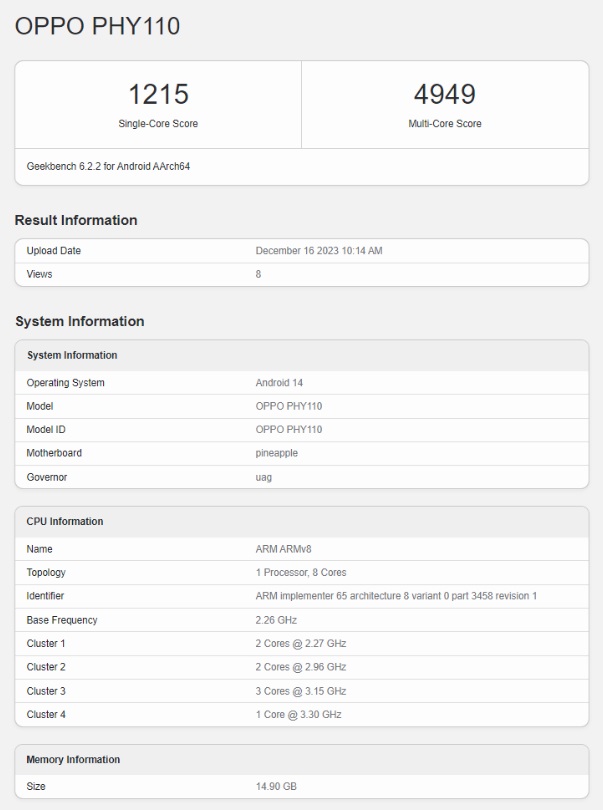 Oppo Find X7 Ultra протестирован в Geekbench