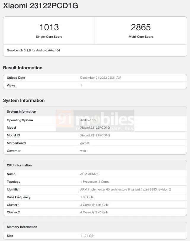 POCO X6 с процессором Snapdragon 7s Gen 2 потестирован в Geekbench