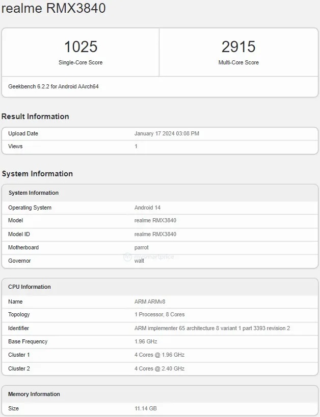 Realme 12 Pro+ прошел тестирование в Geekbench