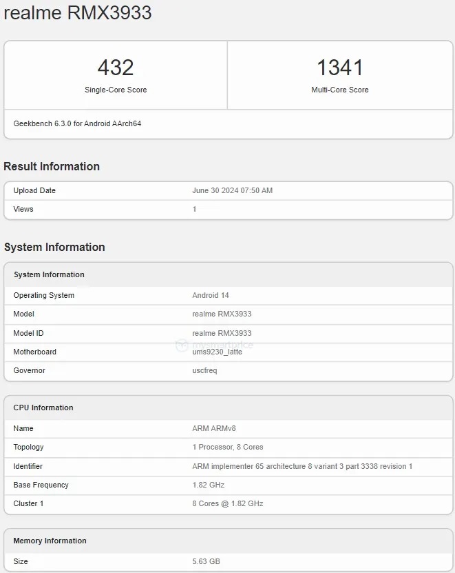 Realme Note 60 протестирован в Geekbench