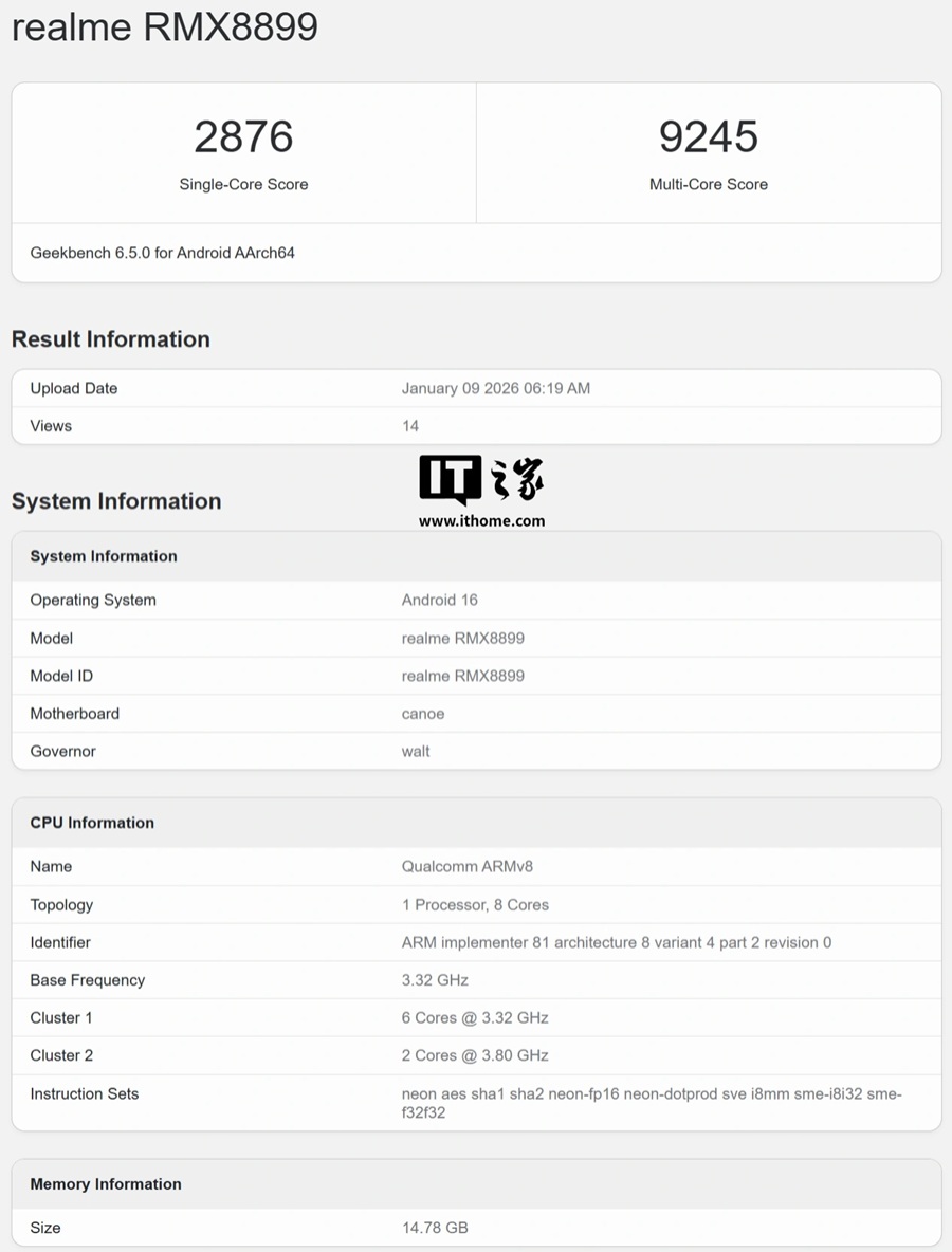 Realme Neo 8 в Geekbench
