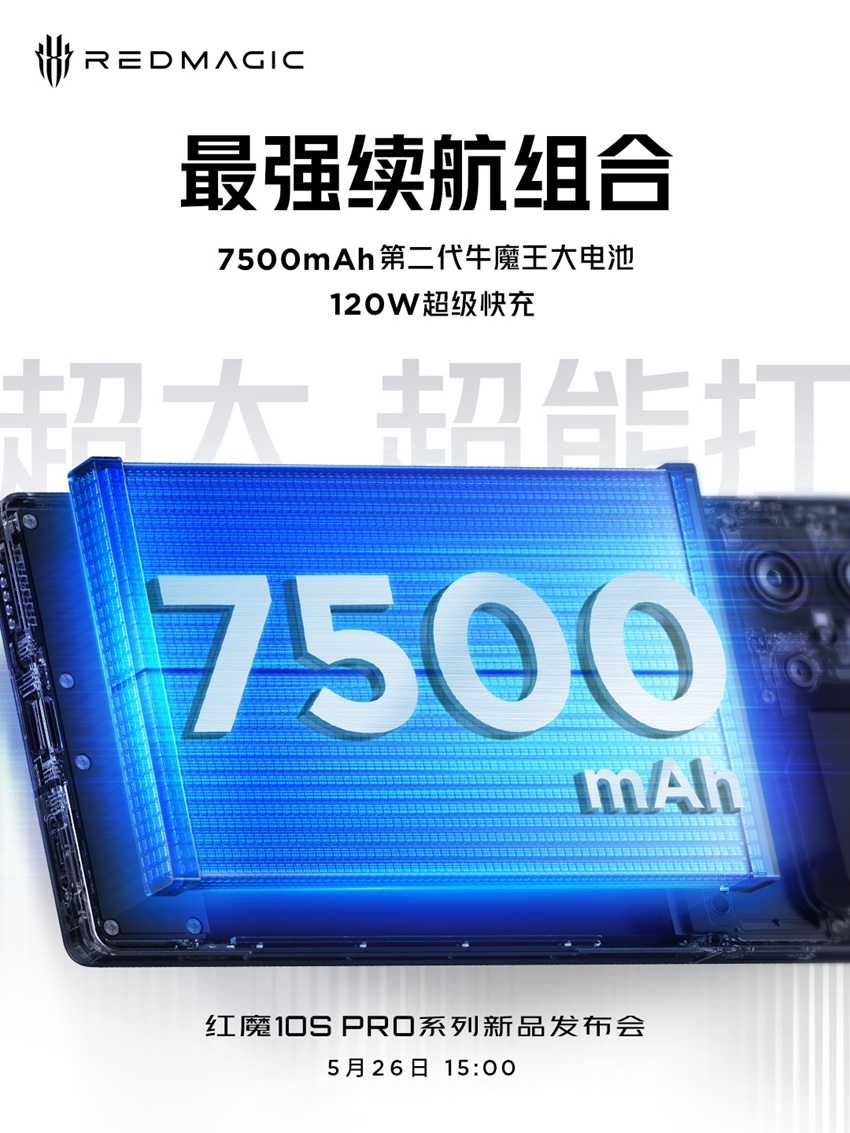 Red Magic 10S Pro с батареей 7500 мА·ч и быстрой зарядкой 120 Вт