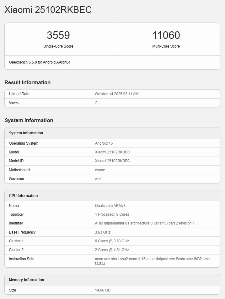 Флагман Redmi K90 Pro протестирован в Geekbench