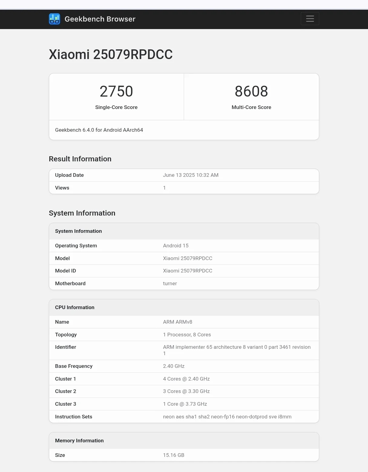 Redmi K Pad в Geekbench