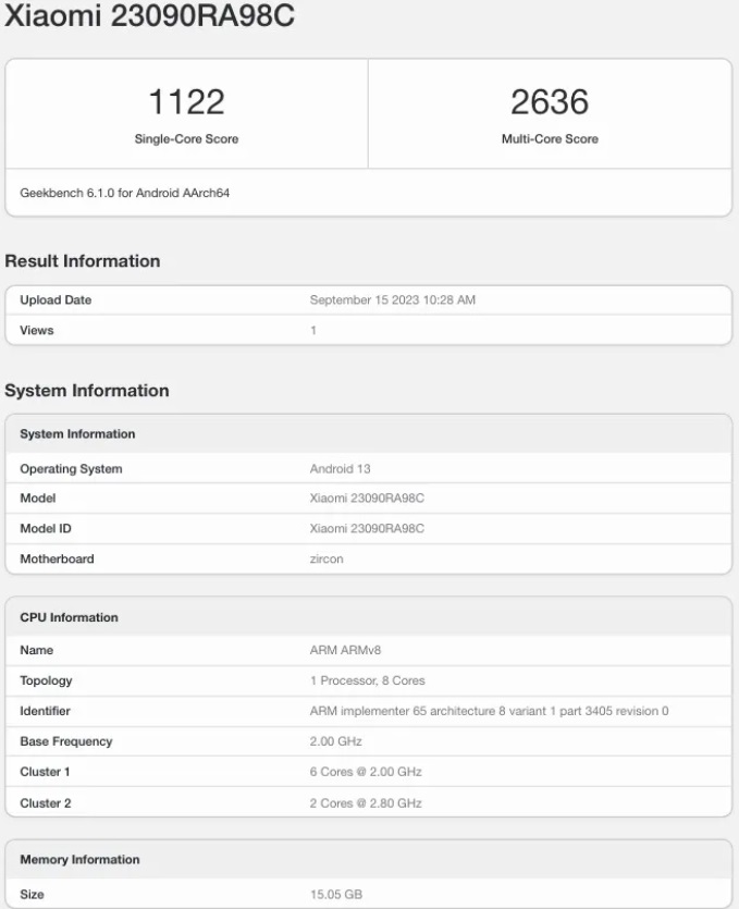 Redmi Note 13 Pro+ тестирование GeekBench