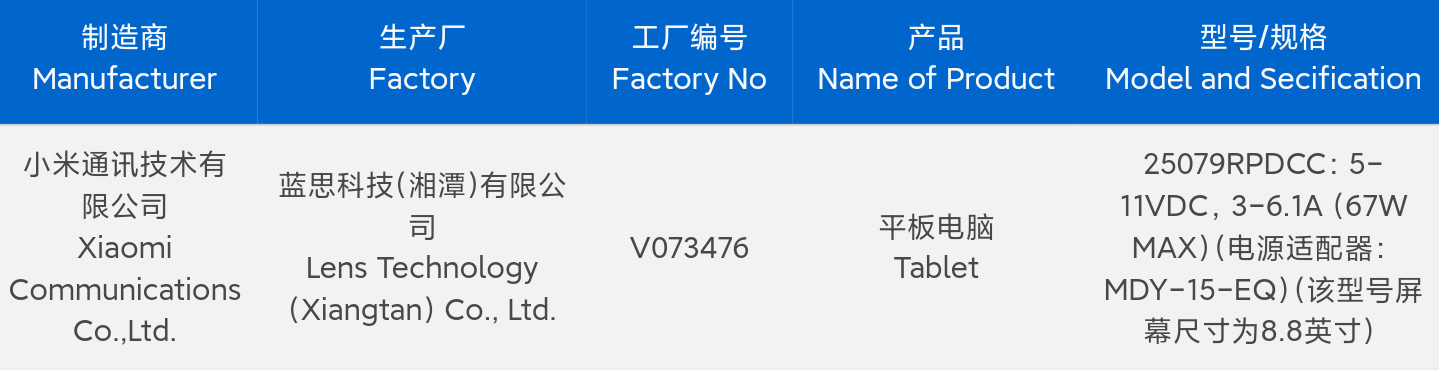 планшет Redmi прошел сертификацию 3C
