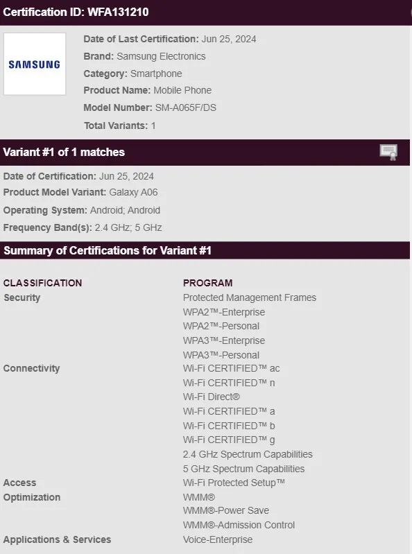 Samsung Galaxy A06 протестирован в Geekbench