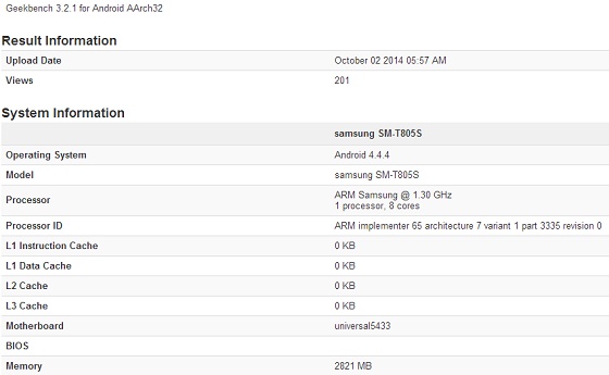 Samsung SM-T805S Geekbench