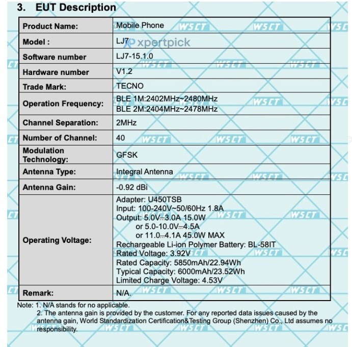 TECNO Pova 7 5G в FCC
