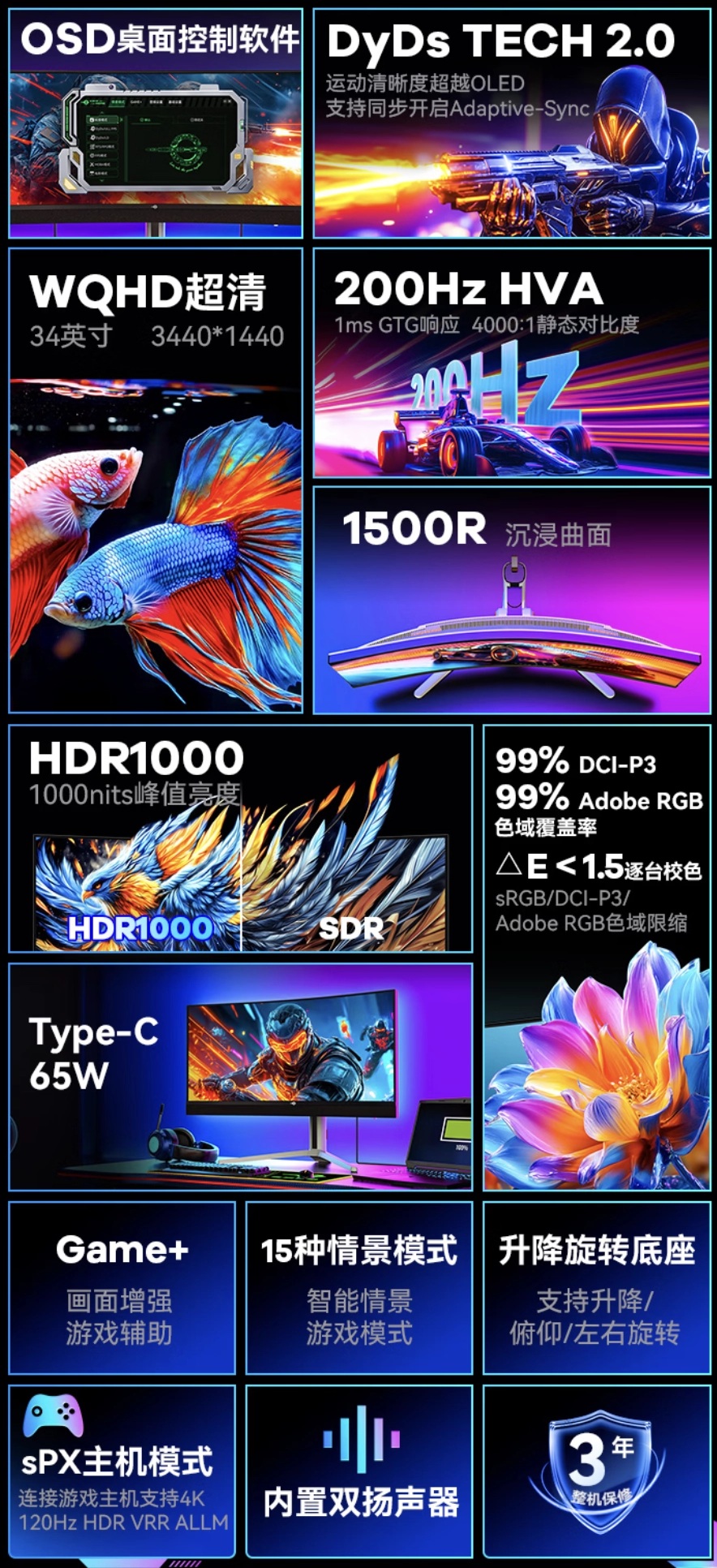 игровой монитор Titan Legion M34E7R+