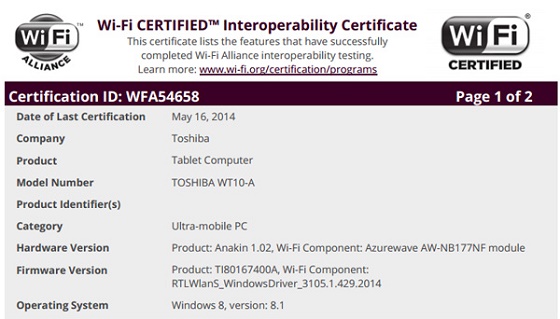 Toshiba WT10