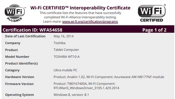 Toshiba WT10