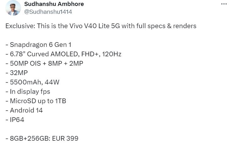 Vivo V40 Lite