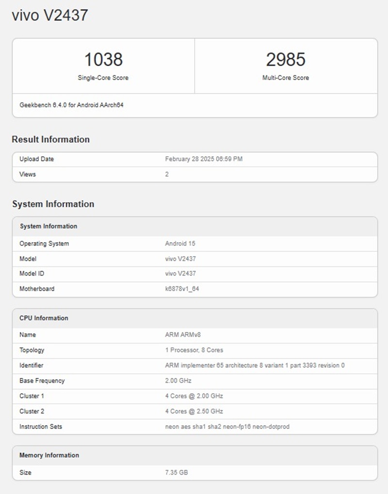 Новый Vivo T4x 5G появился в Geekbench незадолго до анонса