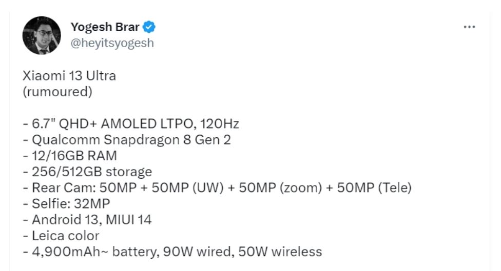 Xiaomi 13 Ultra характеристики