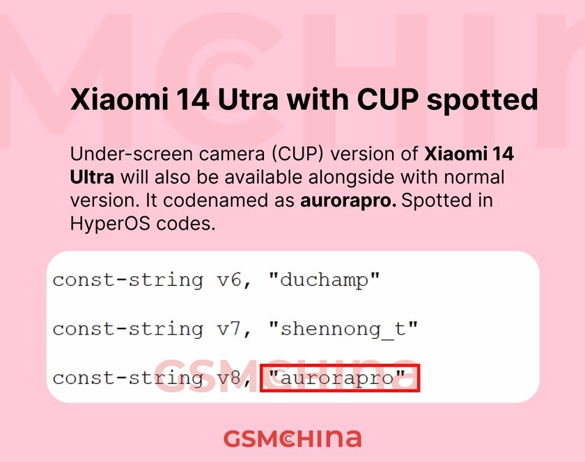 Xiaomi 14 Ultra может получить вариант с подэкранной селфи-камерой