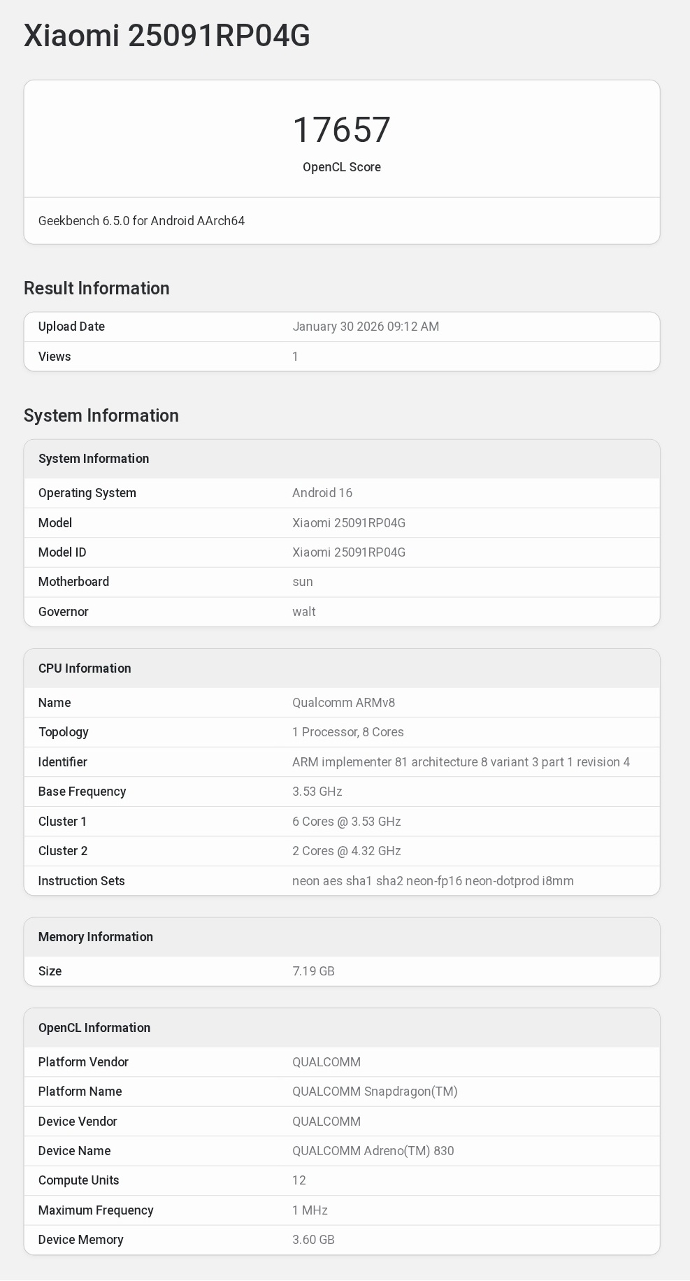 Xiaomi Pad 8 Pro в Geekbench