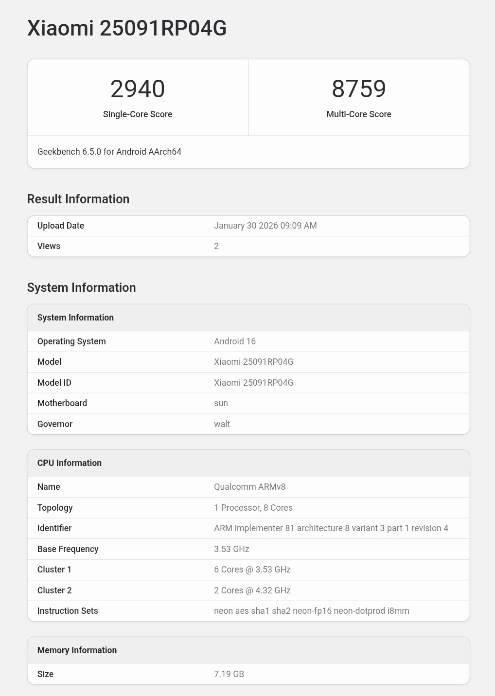 Xiaomi Pad 8 Pro в Geekbench