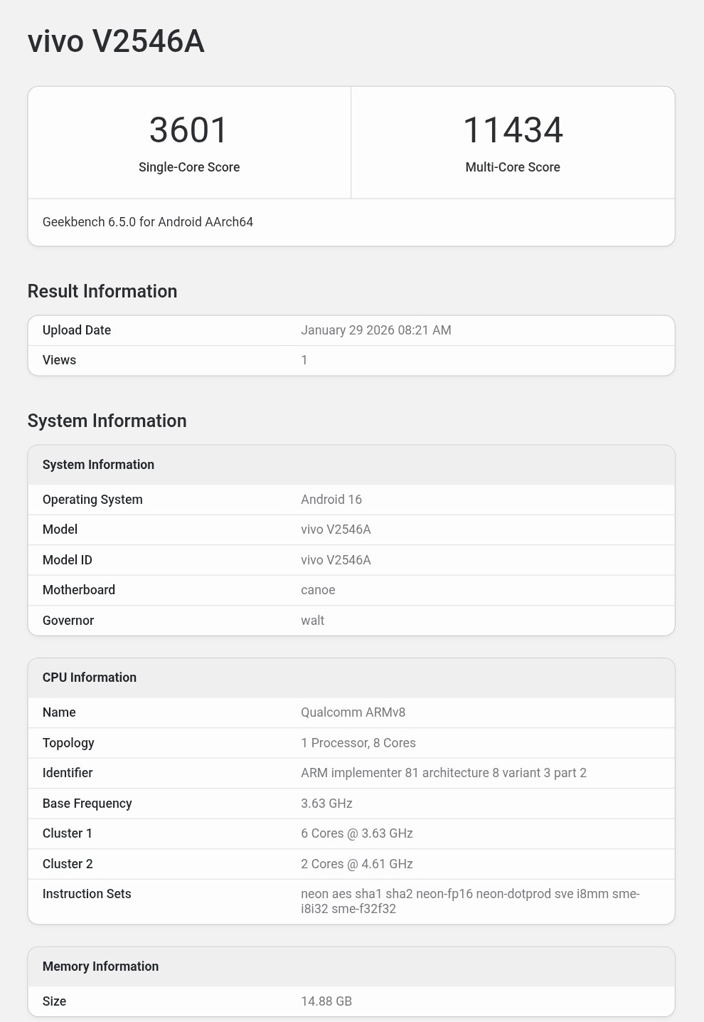 iQOO 15 Ultra в Geekbench