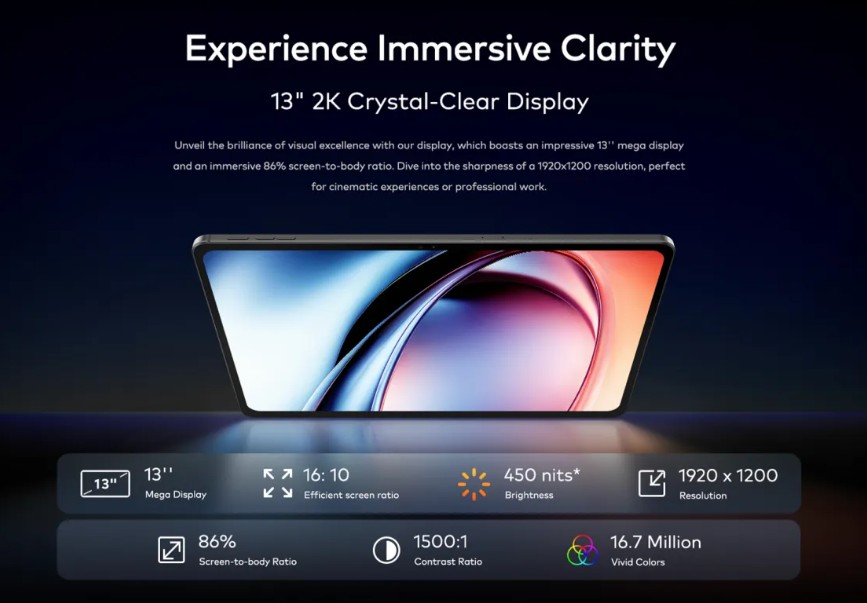 Itel представила планшет VistaTab 30 Pro с 13-дюймовым 2K-дисплеем
