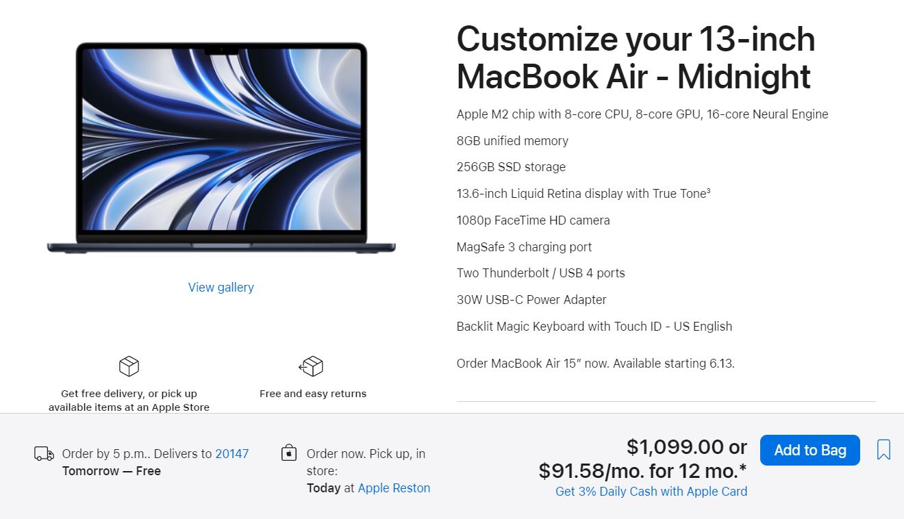 13,6-дюймовый MacBook Air M2