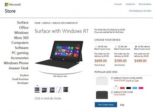 Microsoft Surface preorders