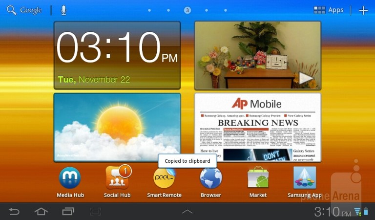 Samsung Galaxy Tab 7.0 Plus интерфейс