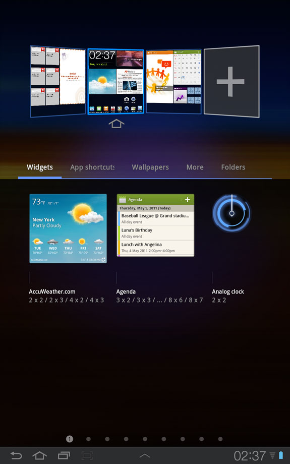 Samsung Galaxy Tab 7.7 home